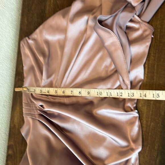 NWT ANRABESS Women's Satin Short Sleeve One Shoulder Cocktail Party Midi Dress - Picture 10 of 13